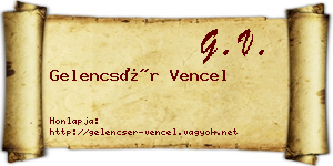 Gelencsér Vencel névjegykártya